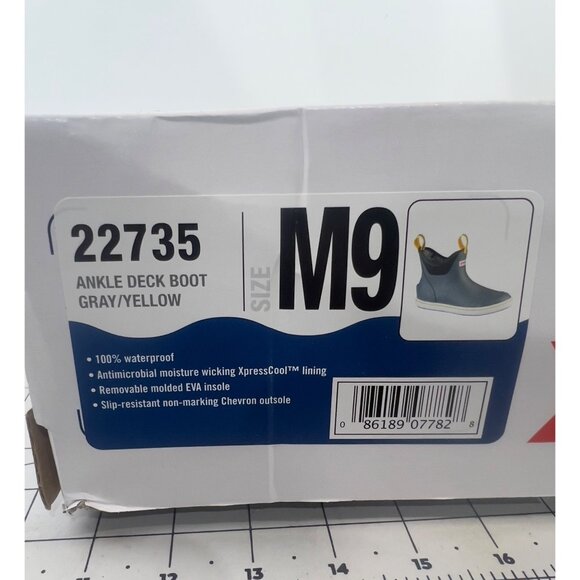 Xtratuf Mens 6” Ankle Deck Boots Gray/Yellow Waterproof Slip-Resistant Sz. 9 New - Picture 7 of 8